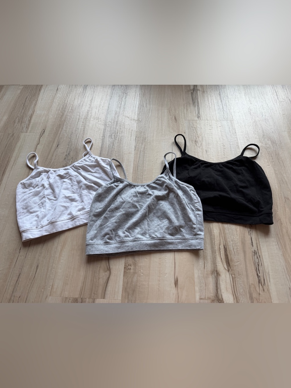 Amazon Women's Camisole Bralette Trio - White, Gray, Black